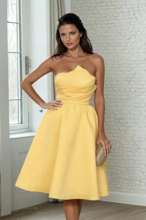 Yellow Strapless Lumiére A- Line Dress